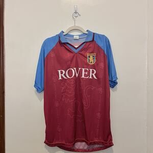 2000s Aston Villa FC Home Soccer Jersey Rover Red Blue Lucky Star Rare VTG Sz L